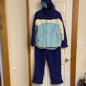 L.L. Bean Blue and Cream Ski Jacket with Pants